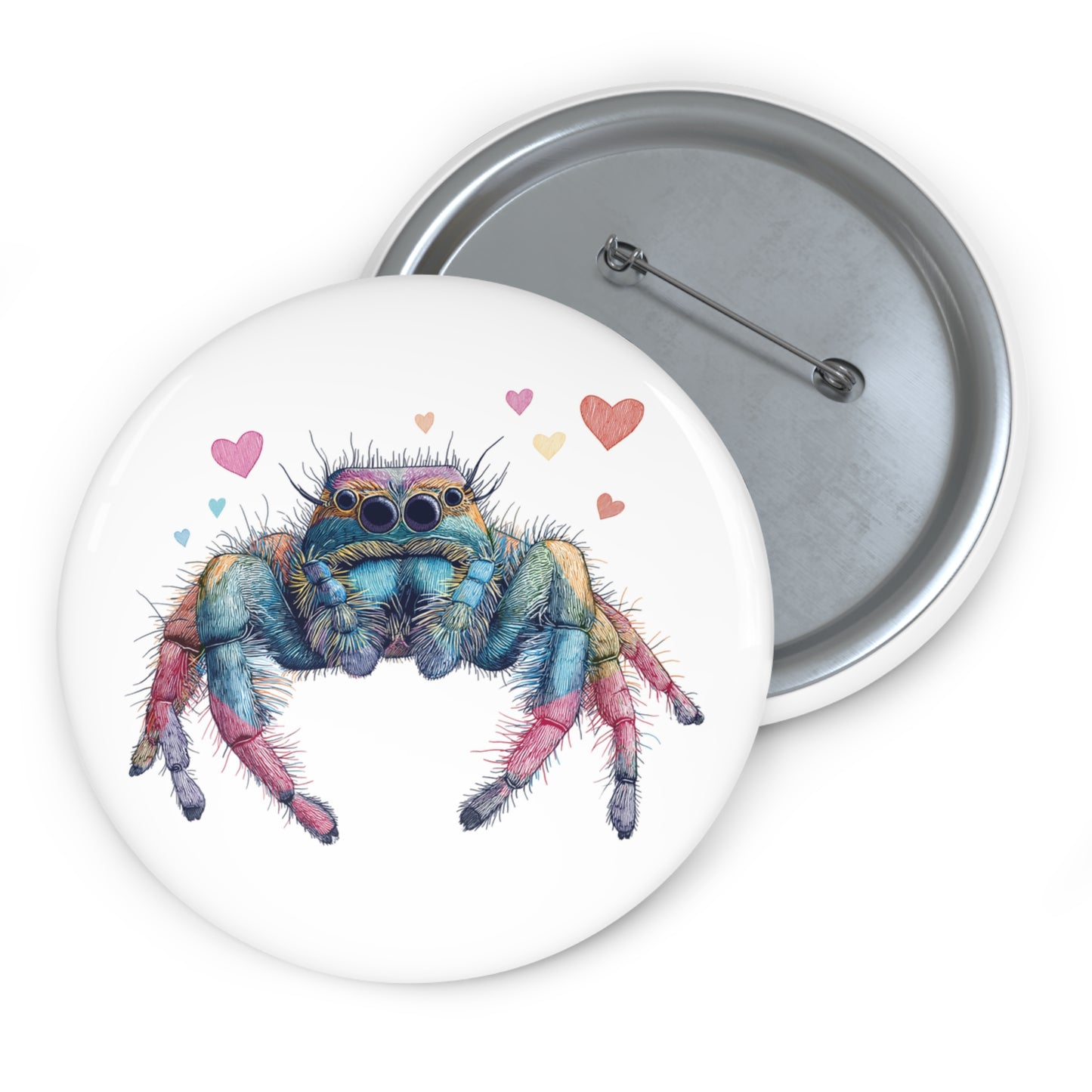 Rainbow Spider Love - Metal Pin Button