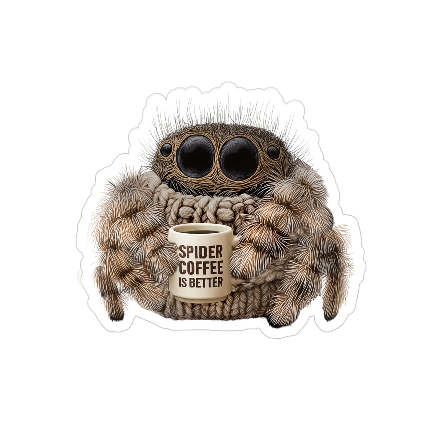 Spider Coffee is Better - Fun Die-Cut Sticker