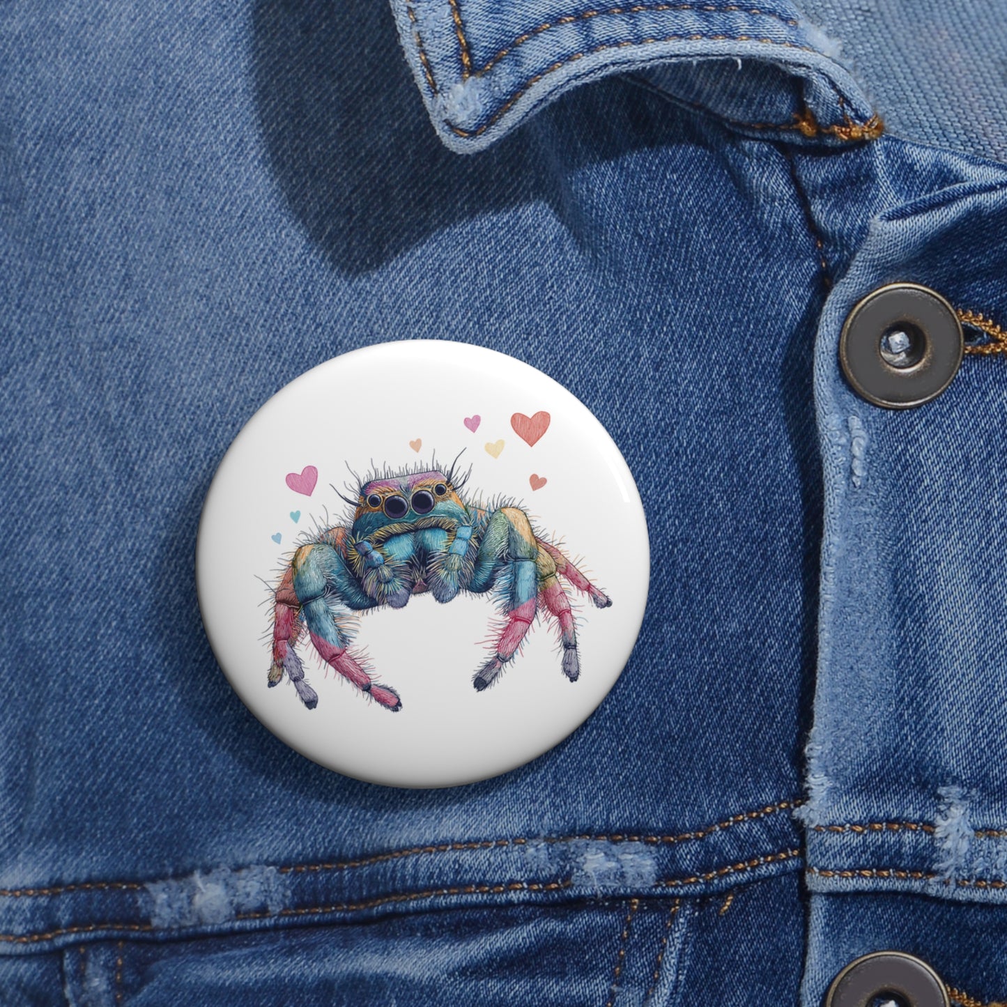 Rainbow Spider Love - Metal Pin Button