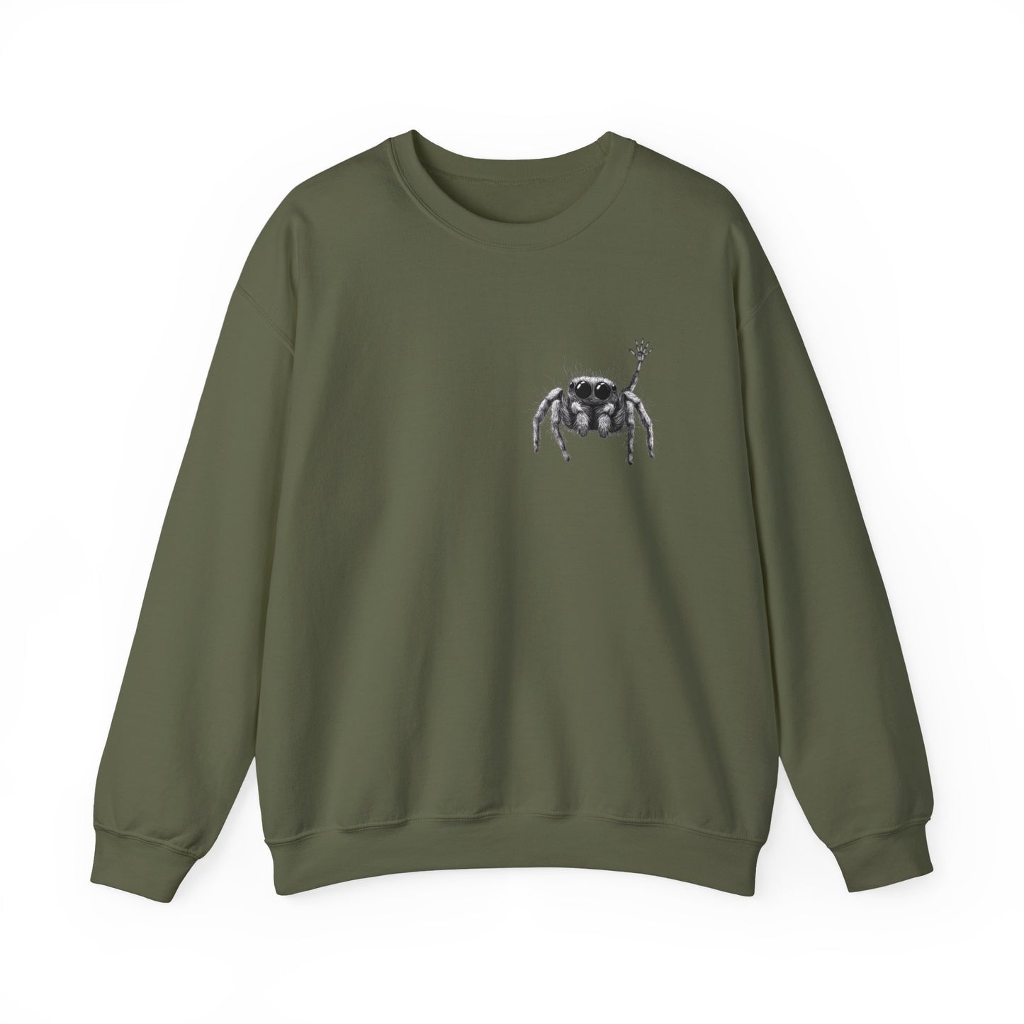 Jumping Spider Sweatshirt, Cute spider crewneck, Unique Bug Lover gift, Minimalistic spider pocket design, Gift for Jumping Spider lovers