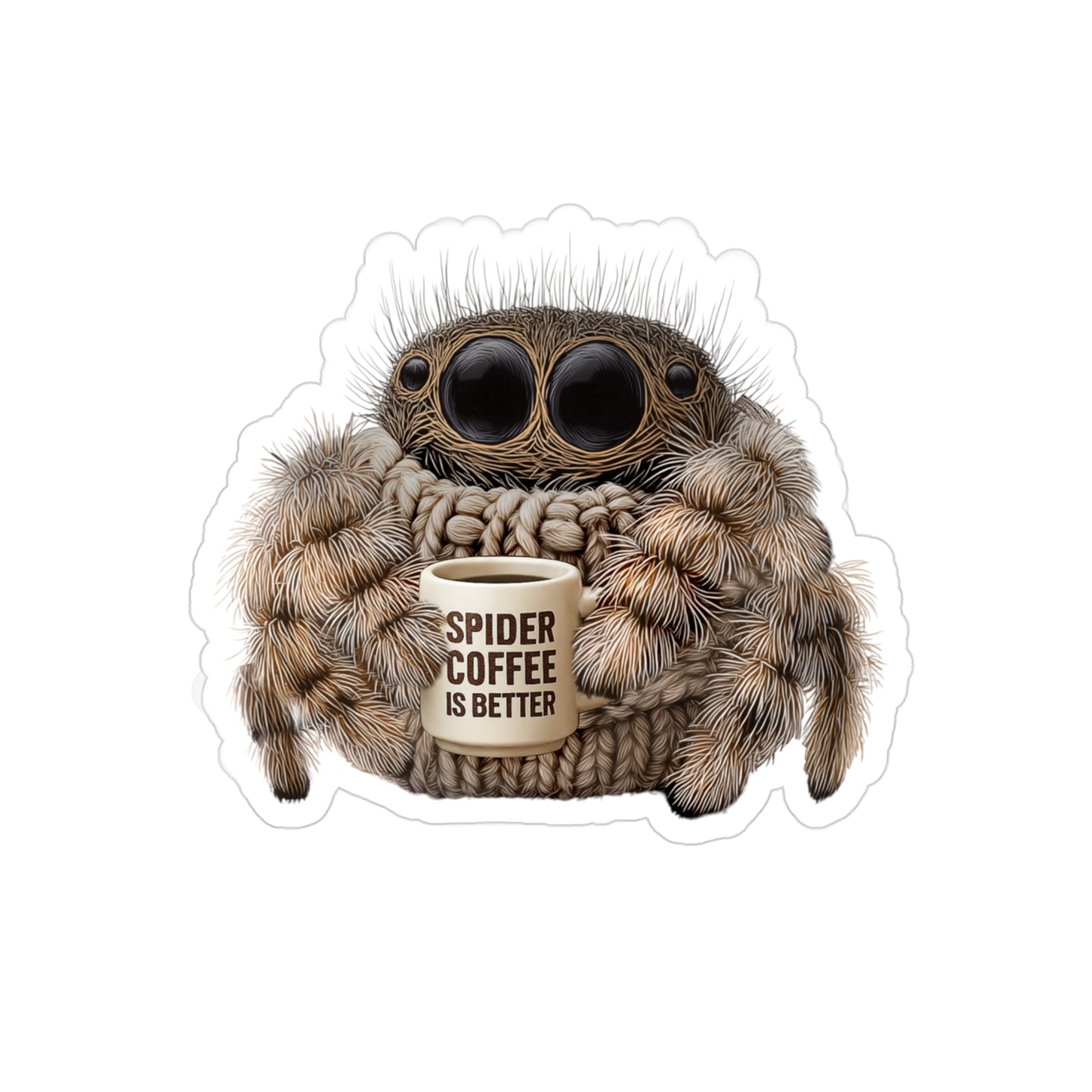 Spider Coffee is Better - Fun Die-Cut Sticker