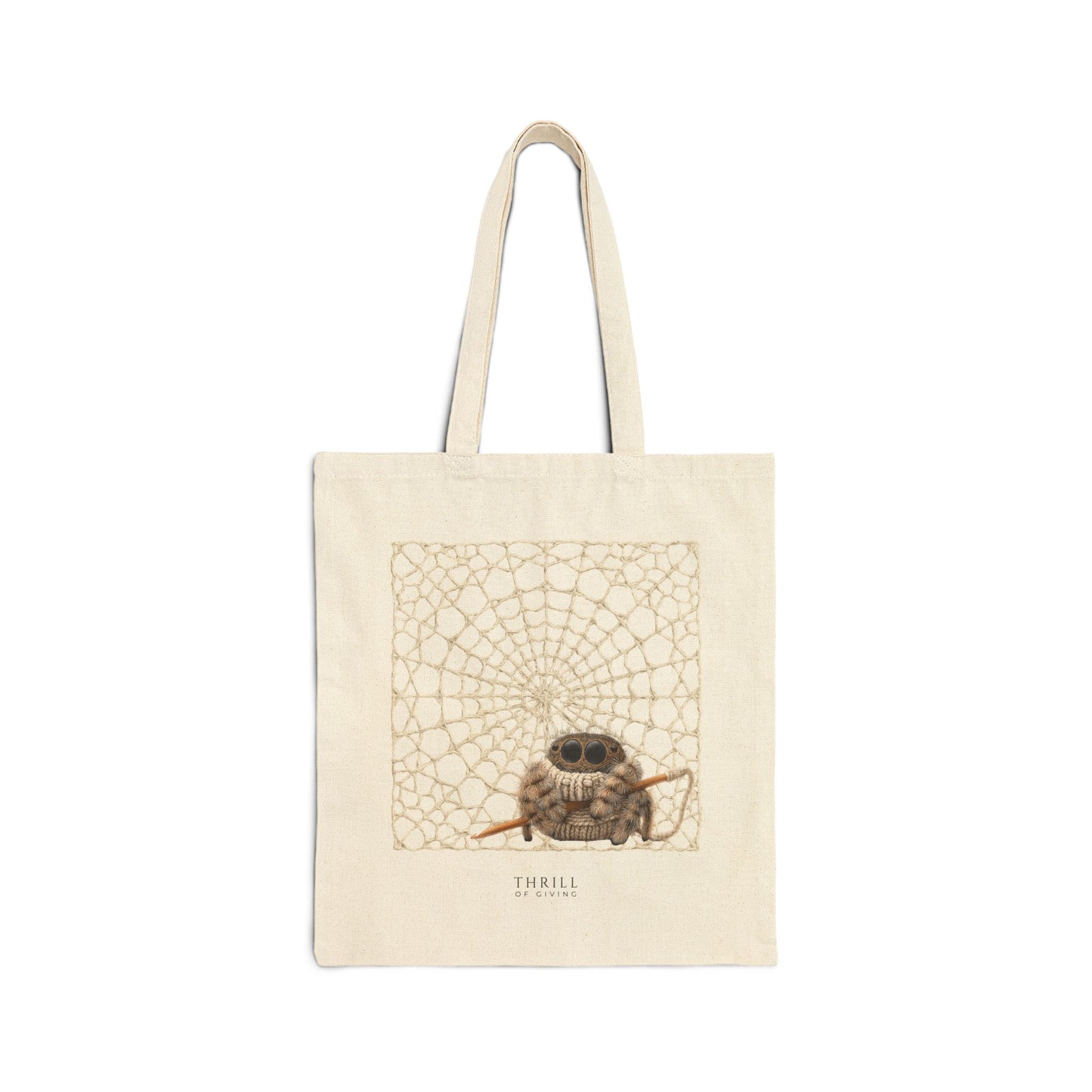 Woolie the Crocheting Spider - Cotton Canvas Bag
