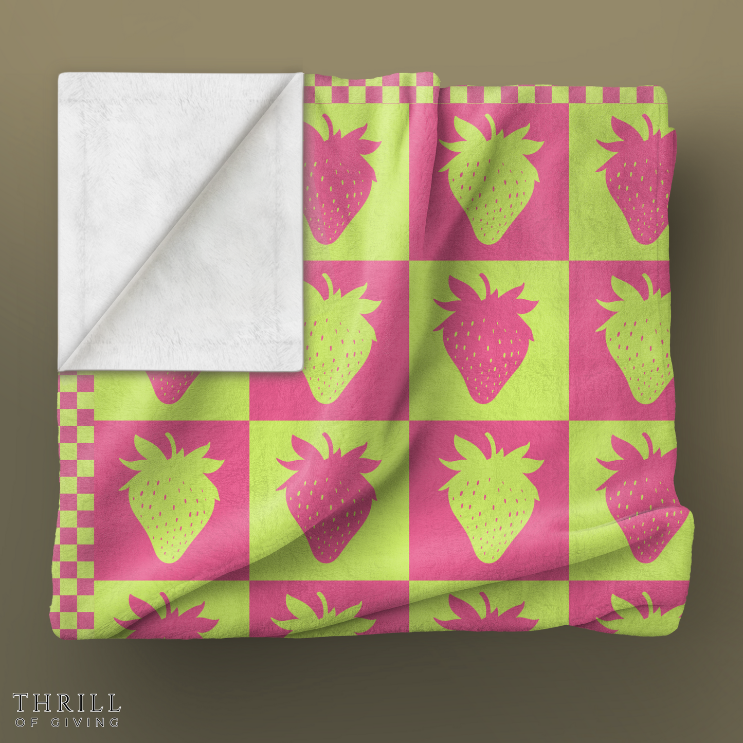 Pop Art Checkered Strawberry Blanket