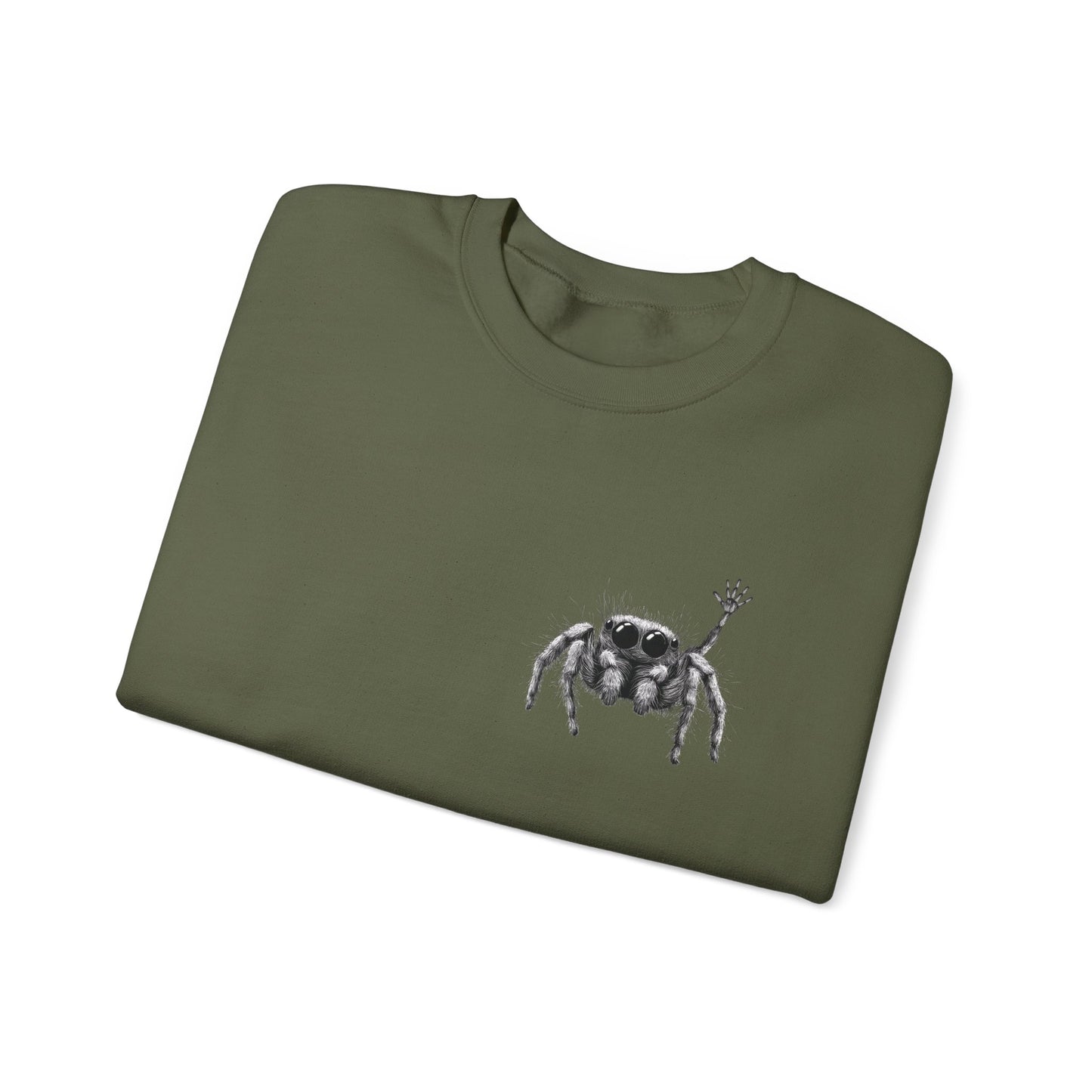 Jumping Spider Sweatshirt, Cute spider crewneck, Unique Bug Lover gift, Minimalistic spider pocket design, Gift for Jumping Spider lovers