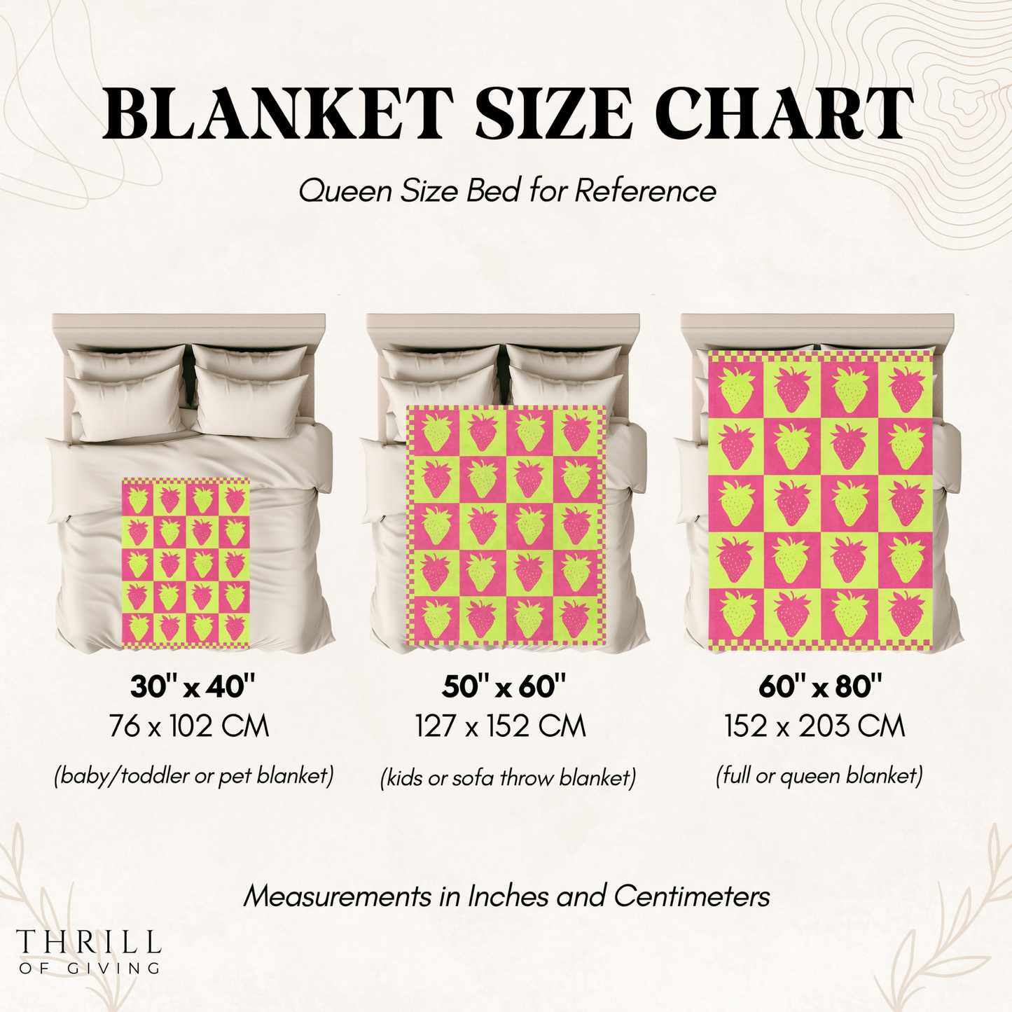 Pop Art Checkered Strawberry Blanket