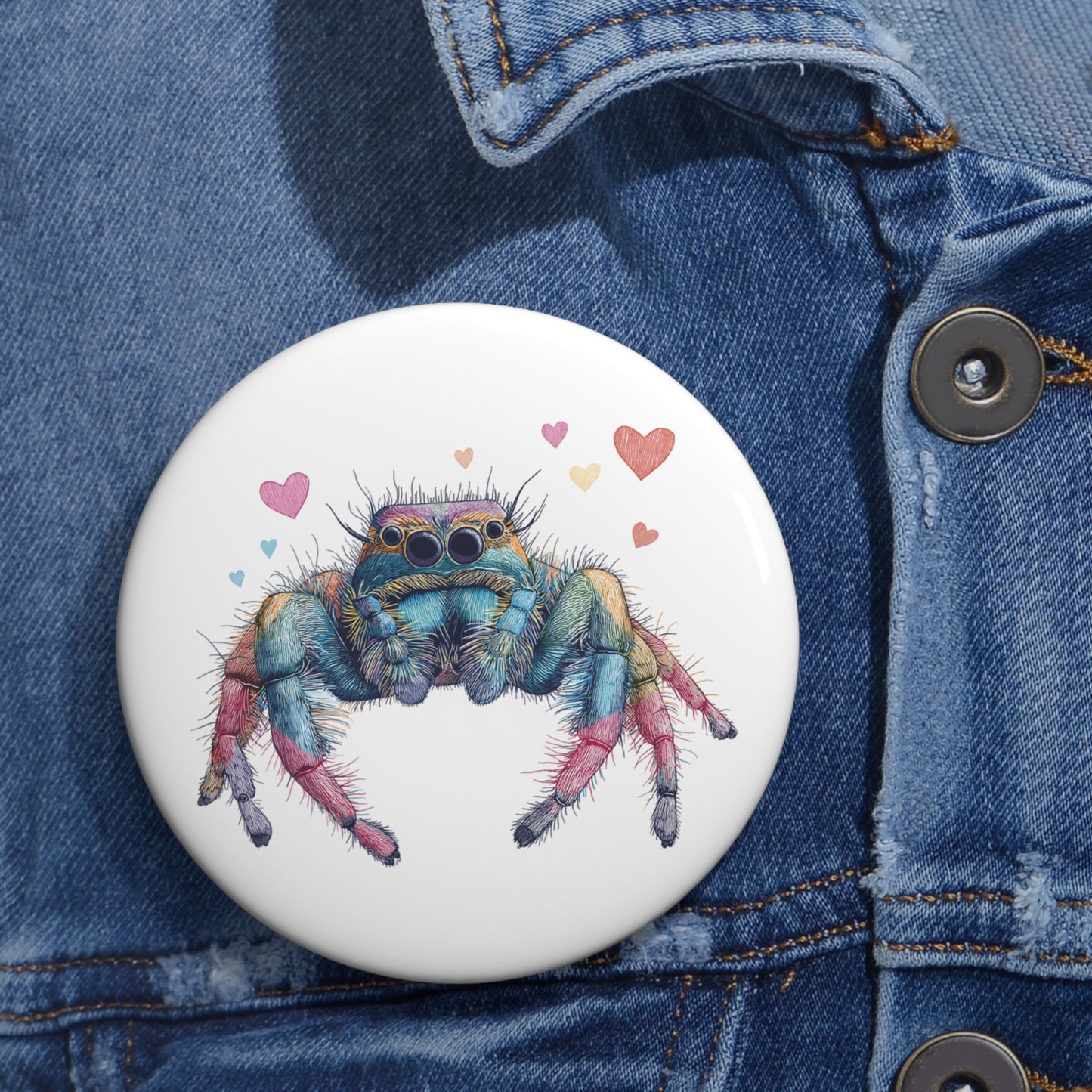 Rainbow Spider Love - Metal Pin Button