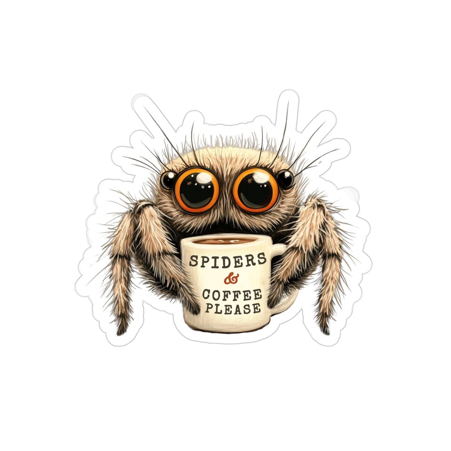 Coffee & Spiders Please - Fun Die-Cut Sticker