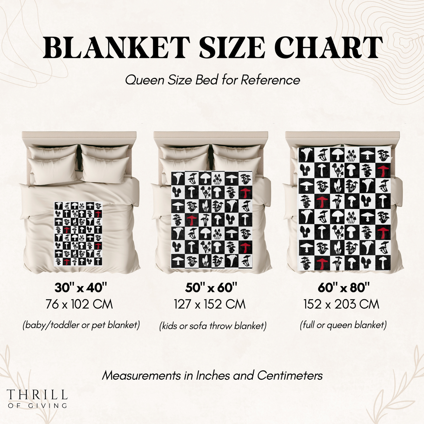 Mushroom Checkered Blanket
