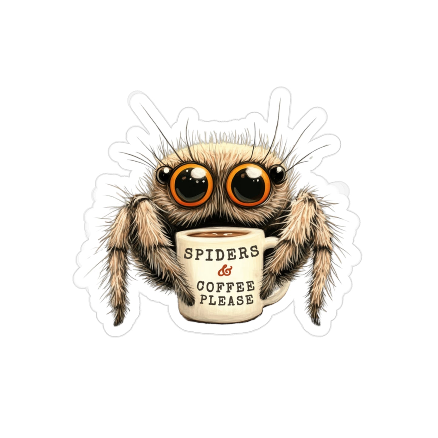Coffee & Spiders Please - Fun Die-Cut Sticker