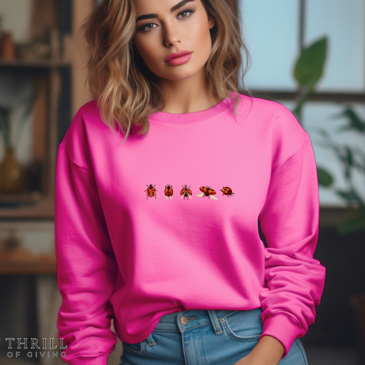 Minimal Ladybug Sweatshirt - Lucky You