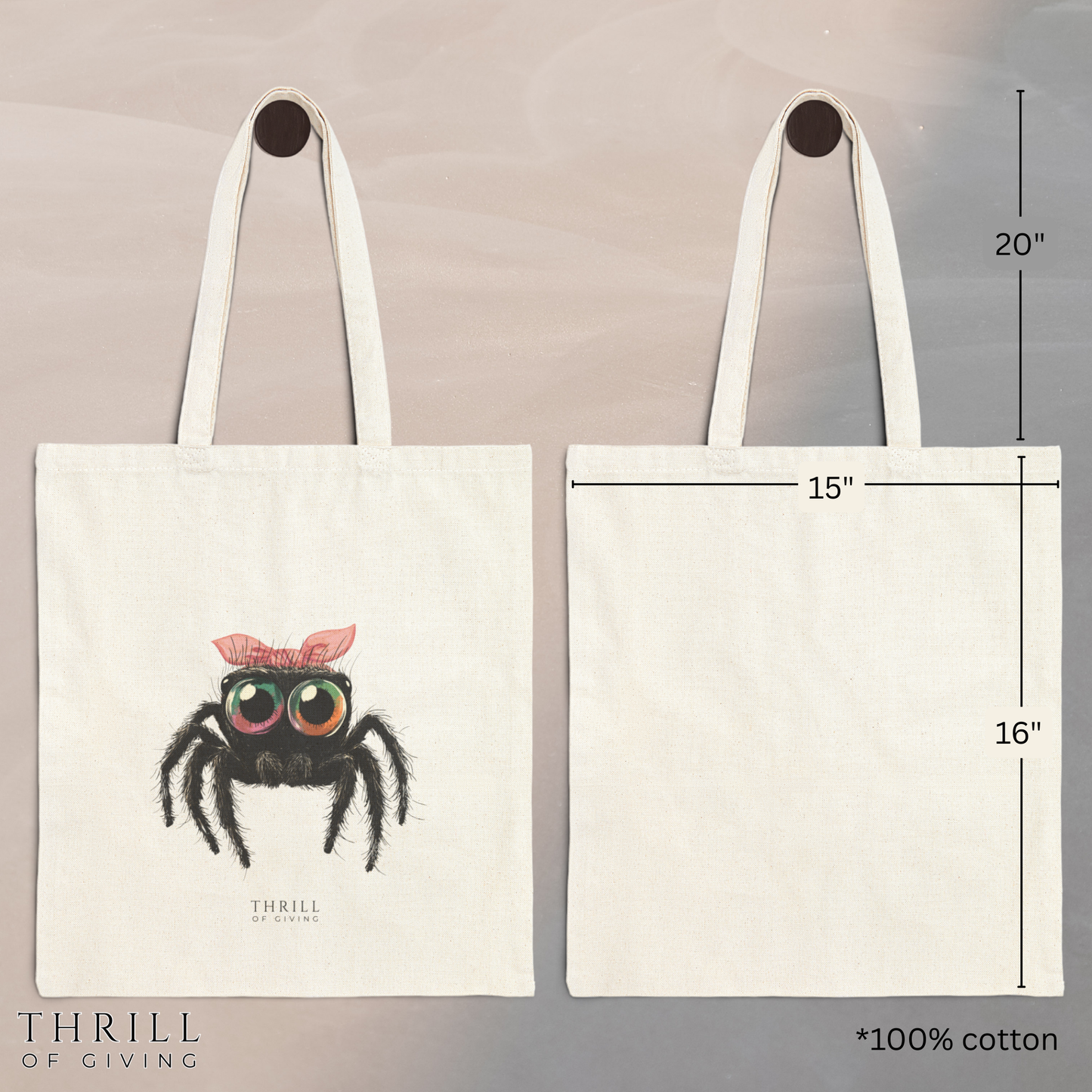 Pink Bow Cutie Spoodie - Spider Cotton Canvas Tote Bag
