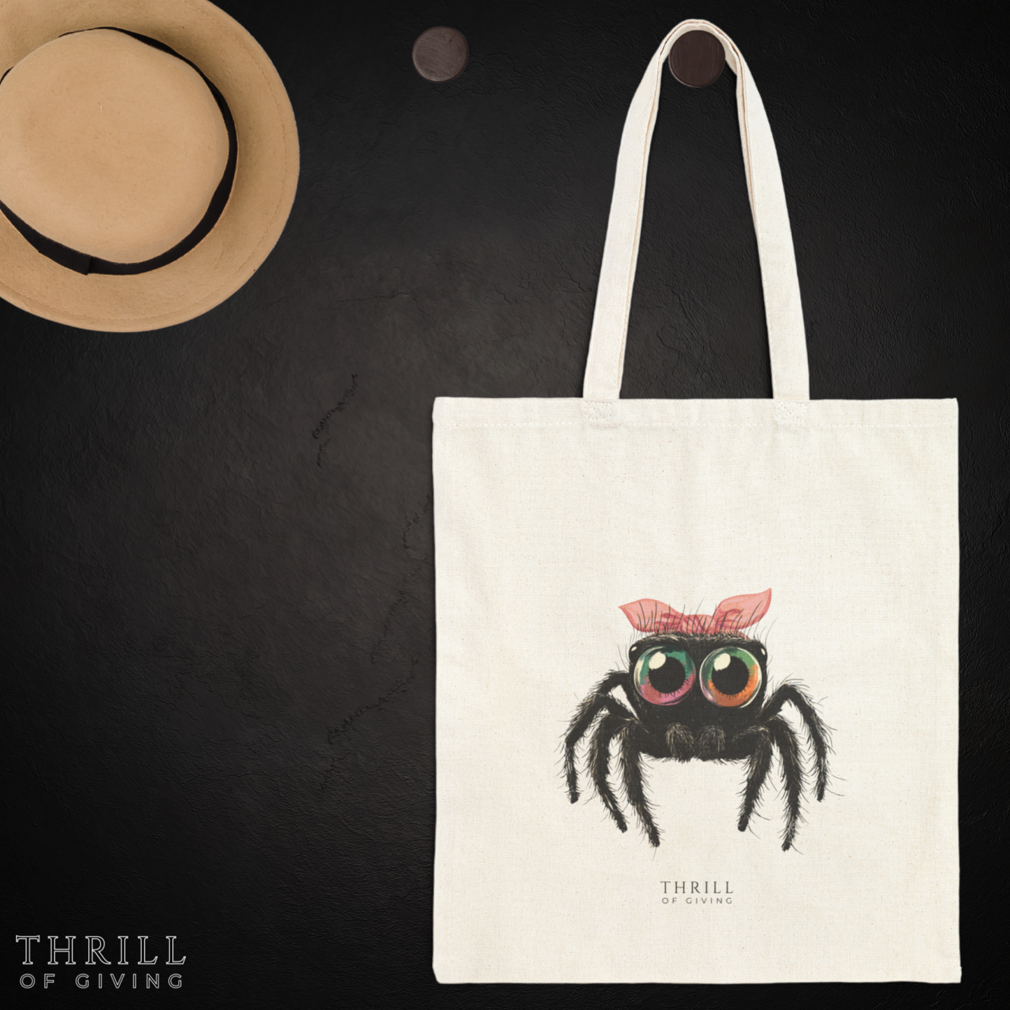 Pink Bow Cutie Spoodie - Spider Cotton Canvas Tote Bag