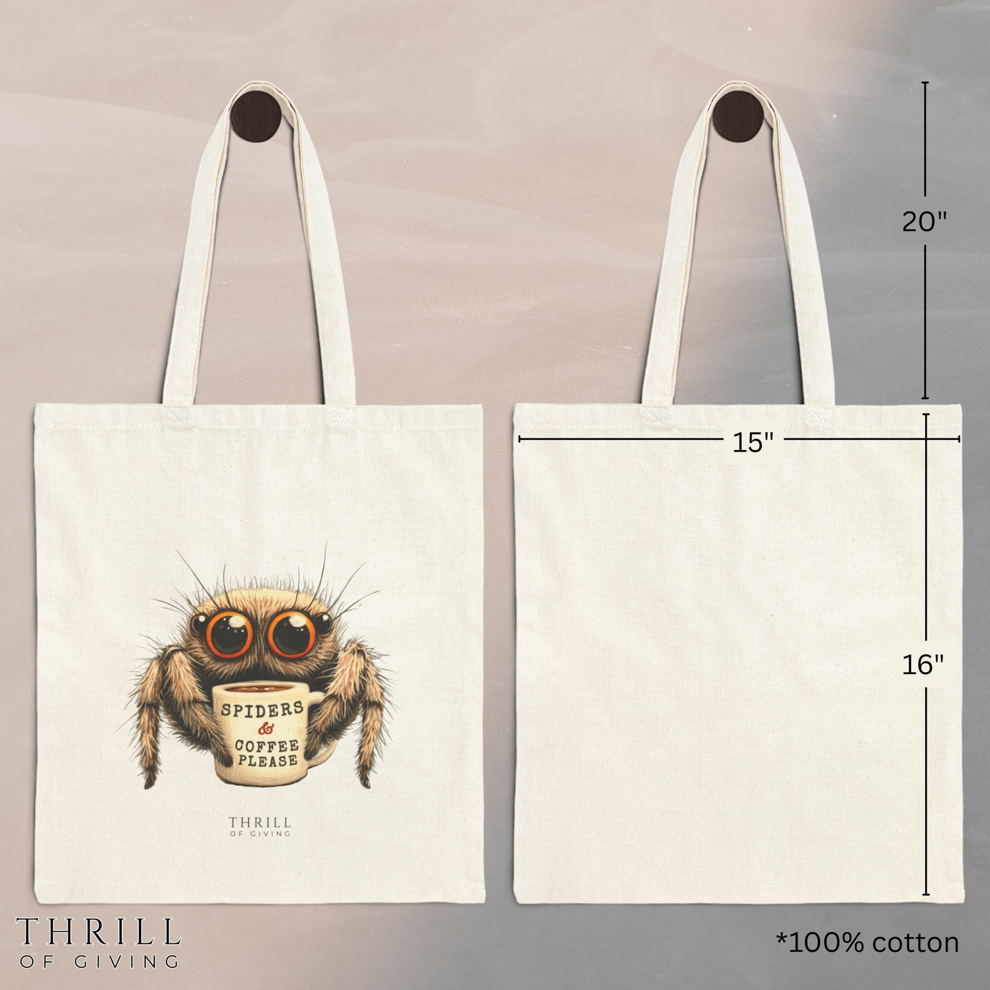 Spiders & Coffee Please - Cotton Canvas Tote Bag