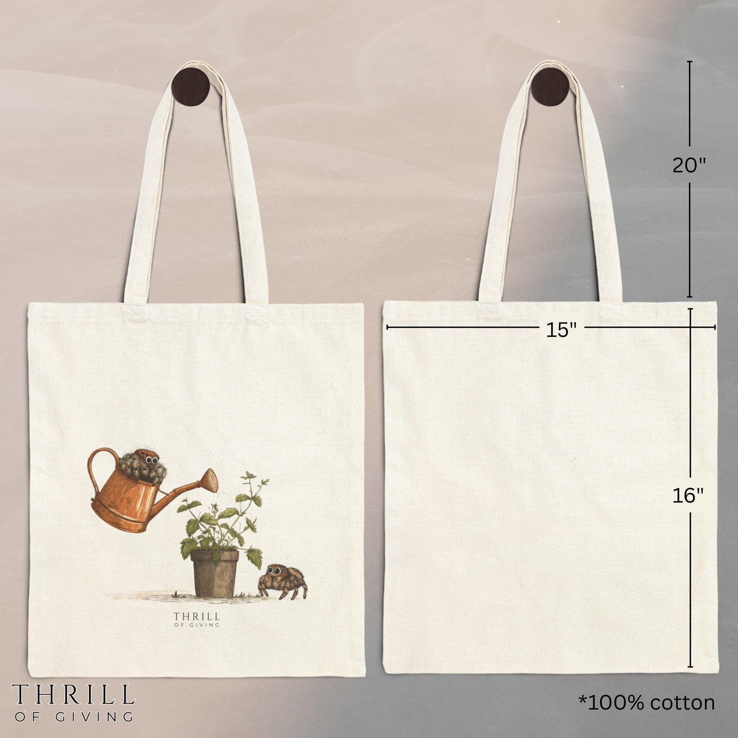 Gardening Time - Spider Cotton Canvas Tote Bag