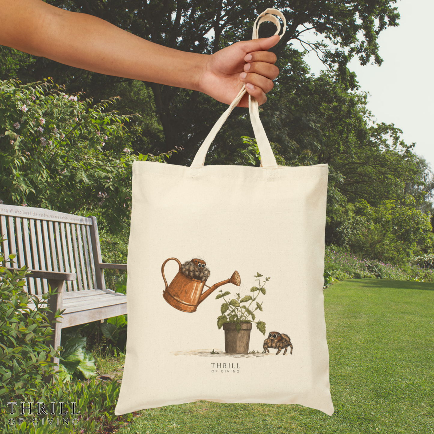 Gardening Time - Spider Cotton Canvas Tote Bag