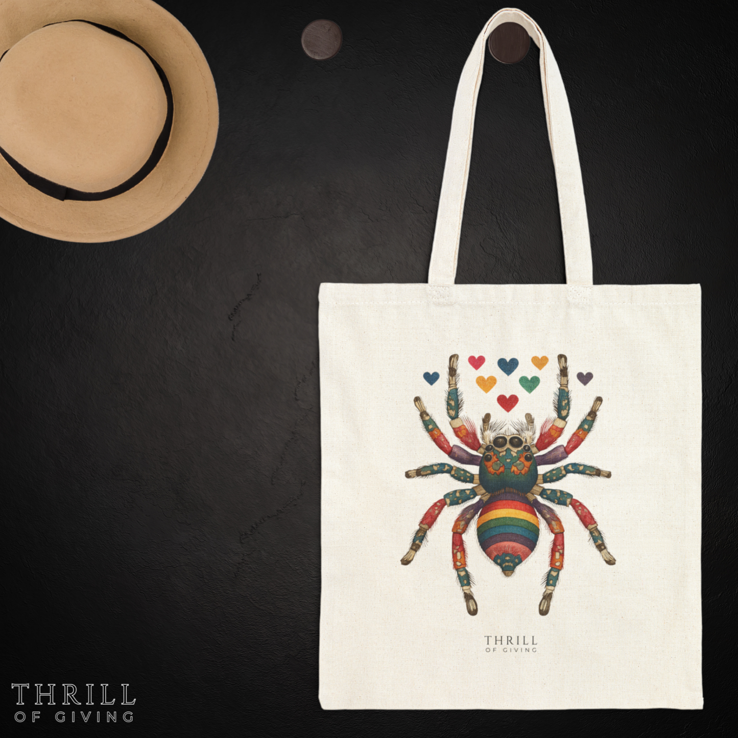 Rainbow Spider - Cotton Canvas Tote Bag