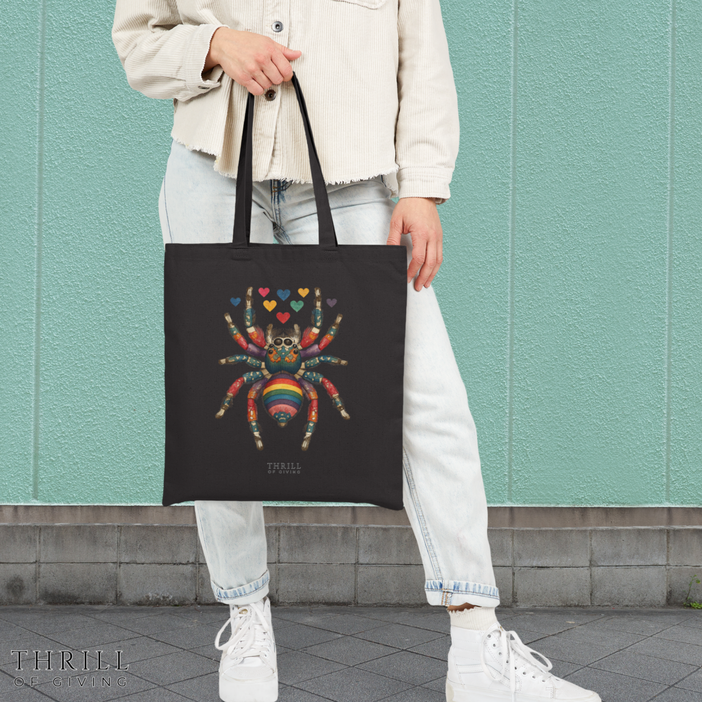 Rainbow Spider - Cotton Canvas Tote Bag