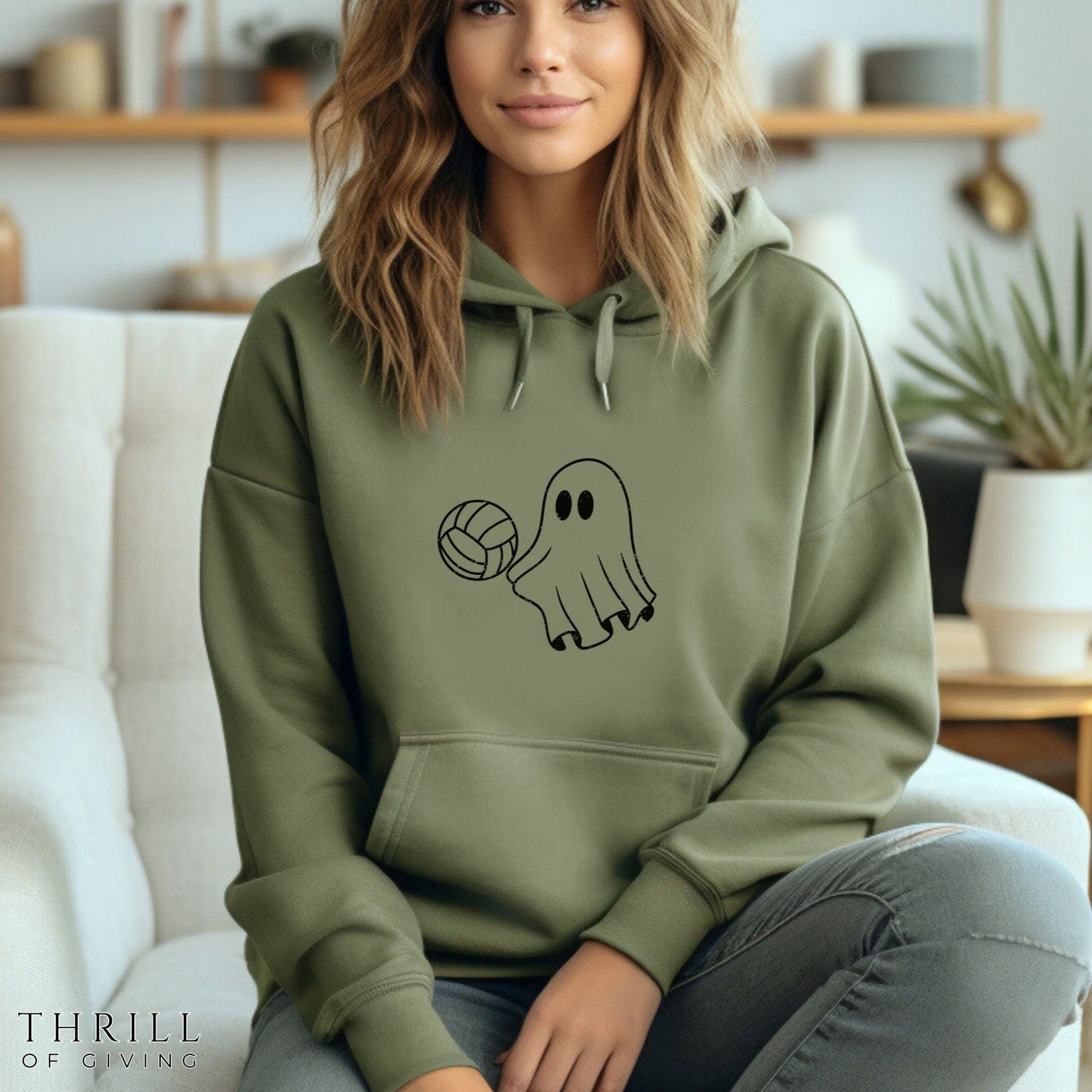 Volleyball Ghost Hoodie - Unisex Halloween hoodie