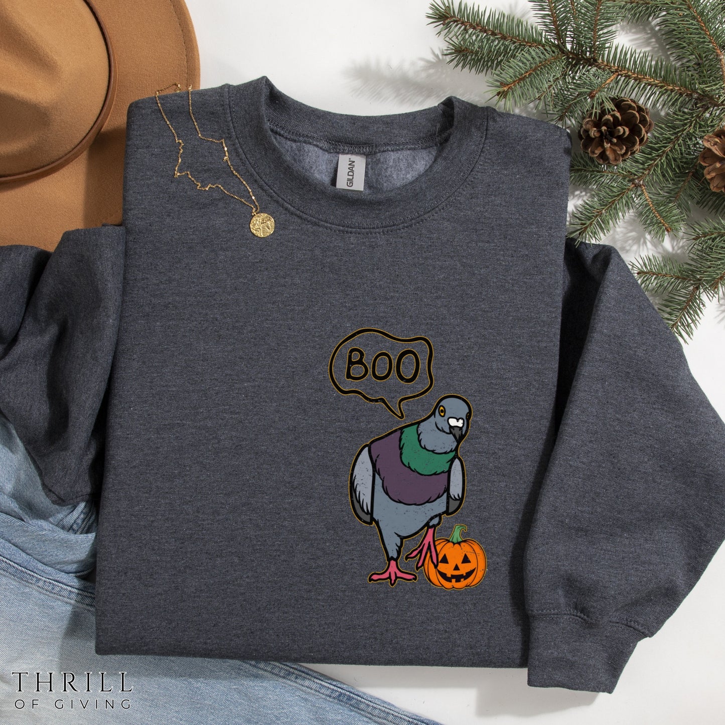 Boo Pigeon Unisex Sweatshirt - Halloween City Bird Sweatshirt