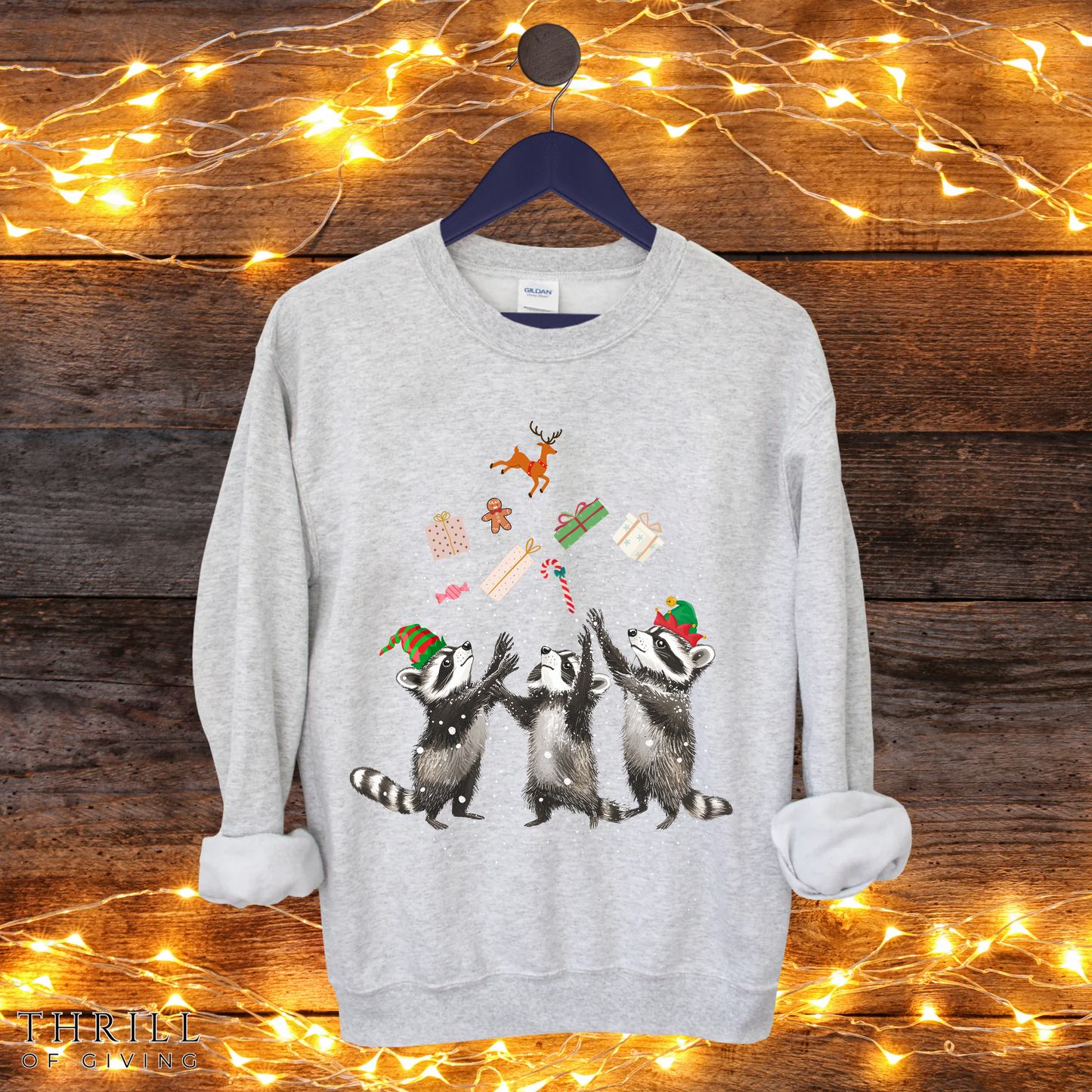 Elf Raccoon Holiday Sweatshirt
