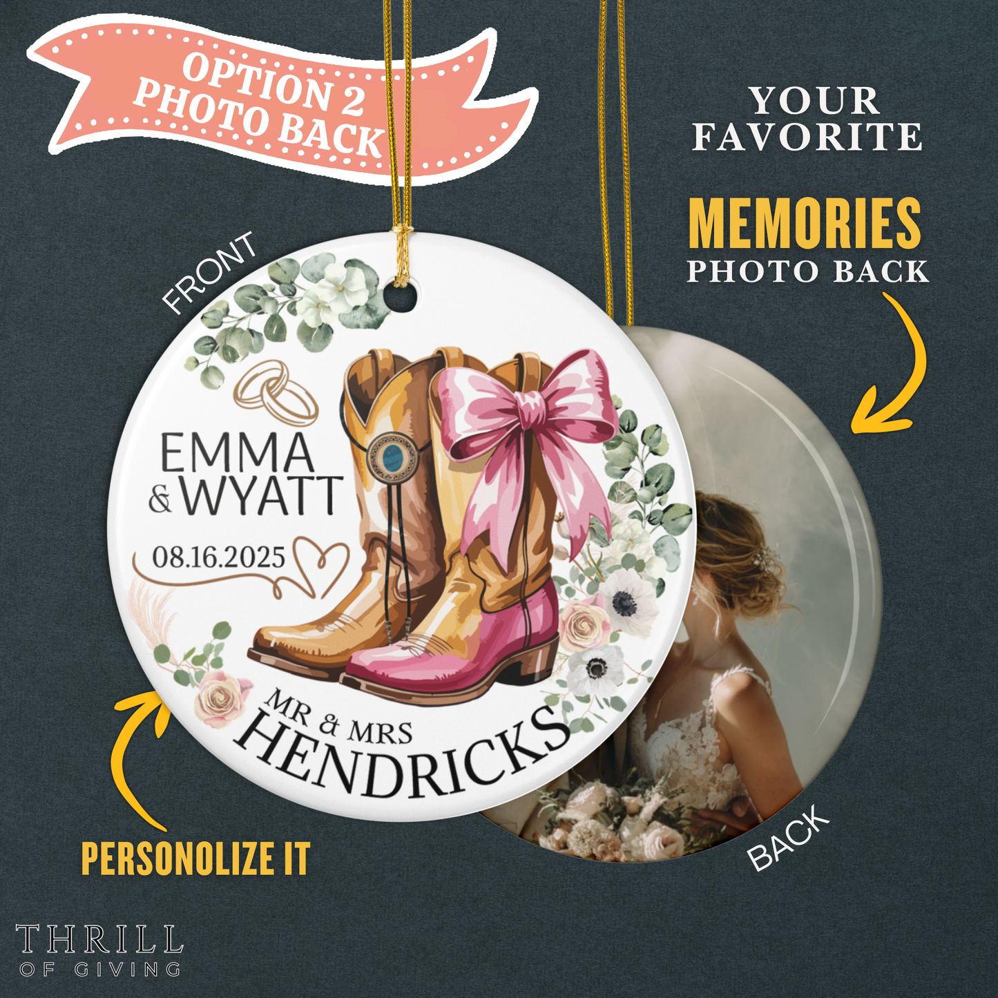 Cowboy & Cowgirl Boots Wedding Ornament