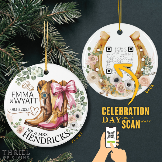 Cowboy & Cowgirl Boots Wedding Ornament