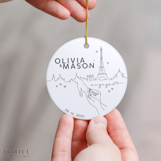 Custom France Engagement Ornament gift
