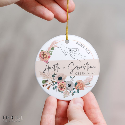 Personalized First Christmas Engaged Ornament
