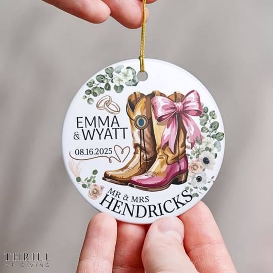 Cowboy Boots Mr & Mrs Ornament - Newlywed Gift