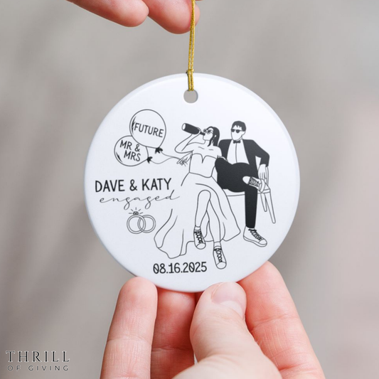 Personalized First Christmas Engaged Ornament