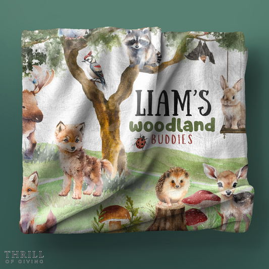 Woodland Buddies Personalized Baby blanket