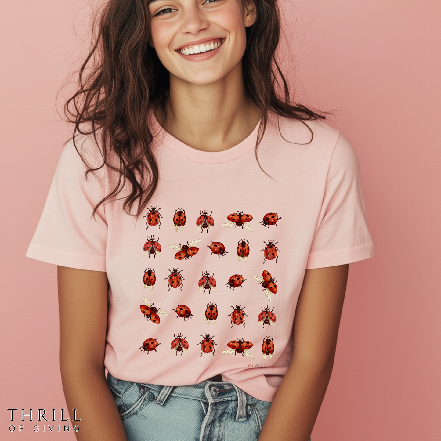 Cute LadyBug Grid T-shirt