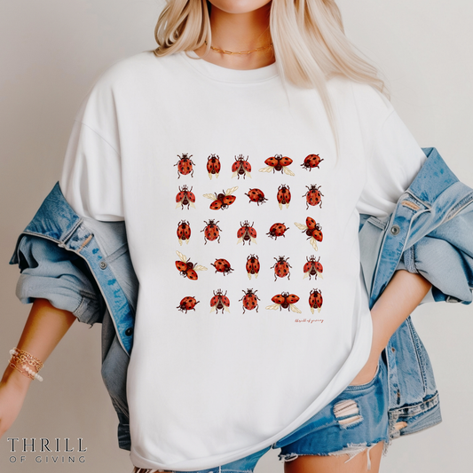 Cute LadyBug Grid T-shirt