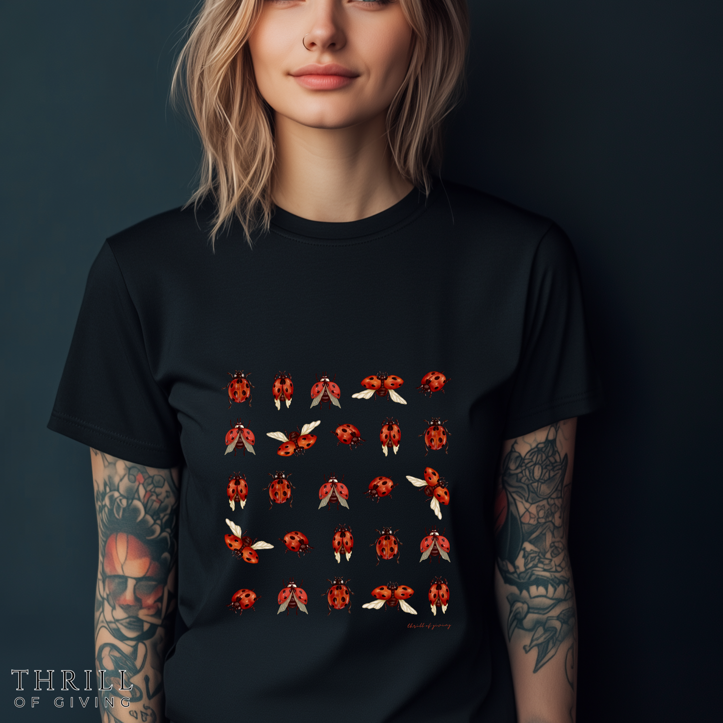 Cute LadyBug Grid T-shirt