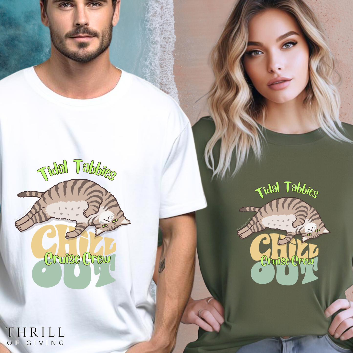 Funny Tidal Tabbies Cruise Crew T-shirt