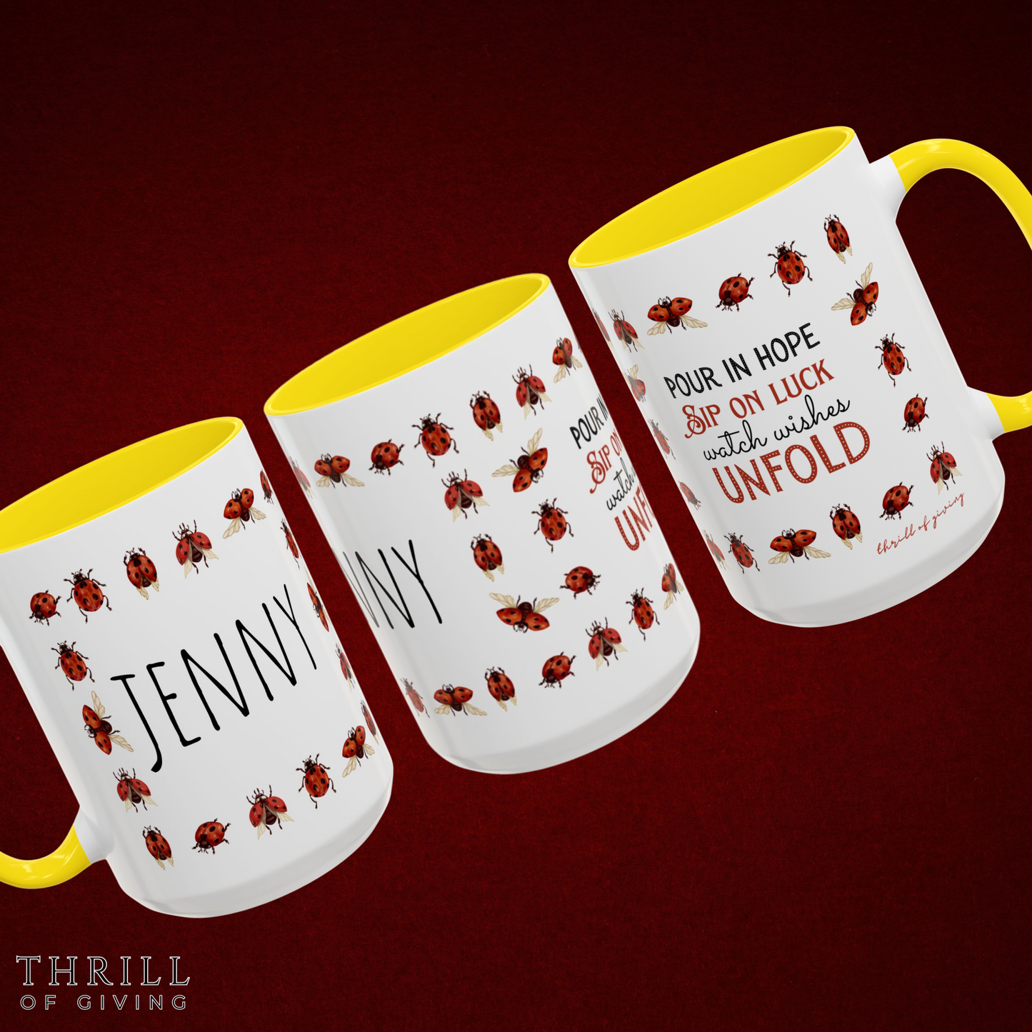 Ladybug Mug - Custom Name Coffee Mug