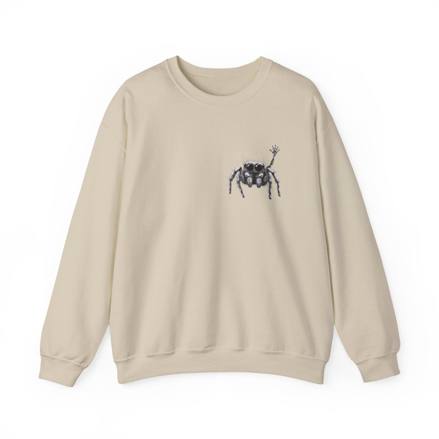 Jumping Spider Sweatshirt, Cute spider crewneck, Unique Bug Lover gift, Minimalistic spider pocket design, Gift for Jumping Spider lovers