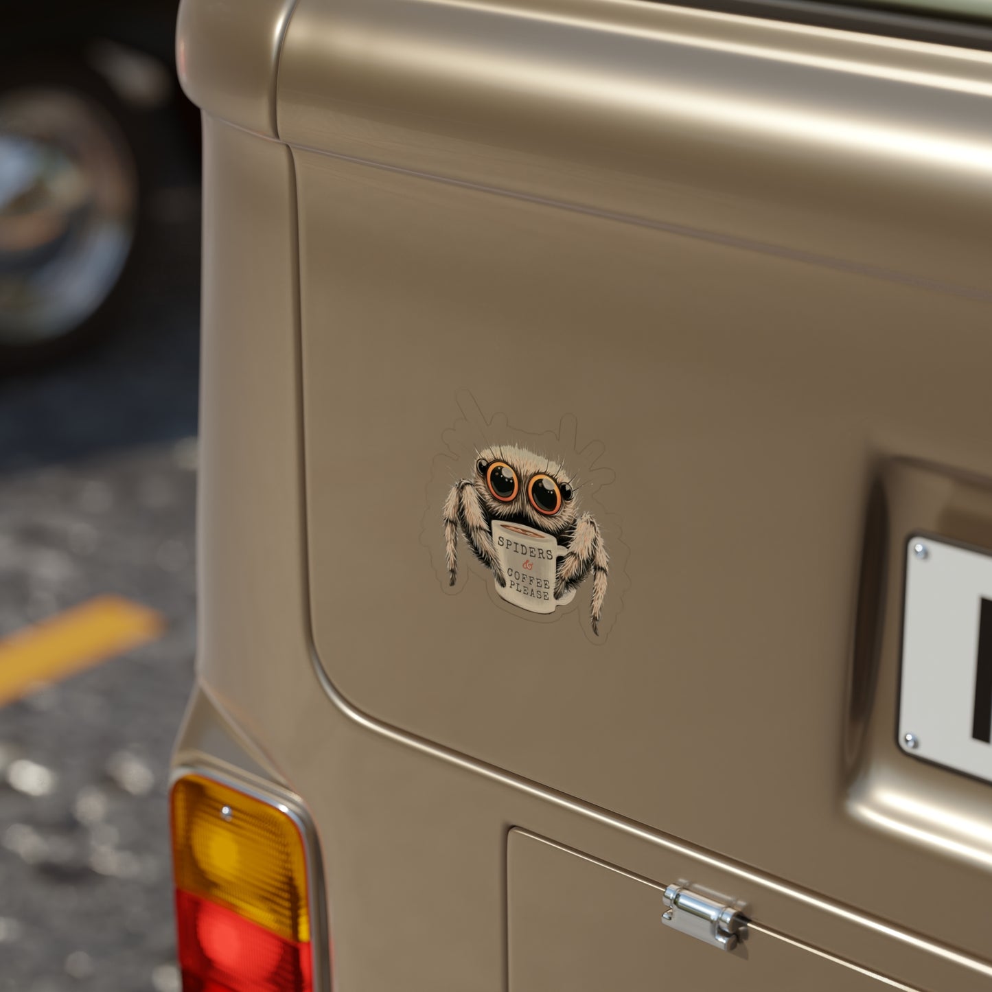 Coffee & Spiders Please - Fun Die-Cut Sticker