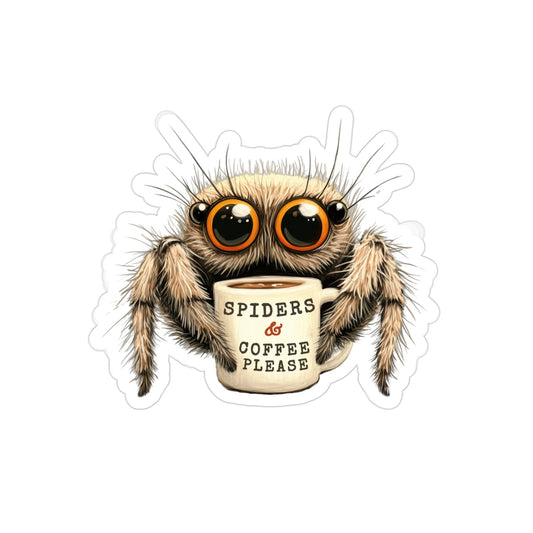 Coffee & Spiders Please - Fun Die-Cut Sticker