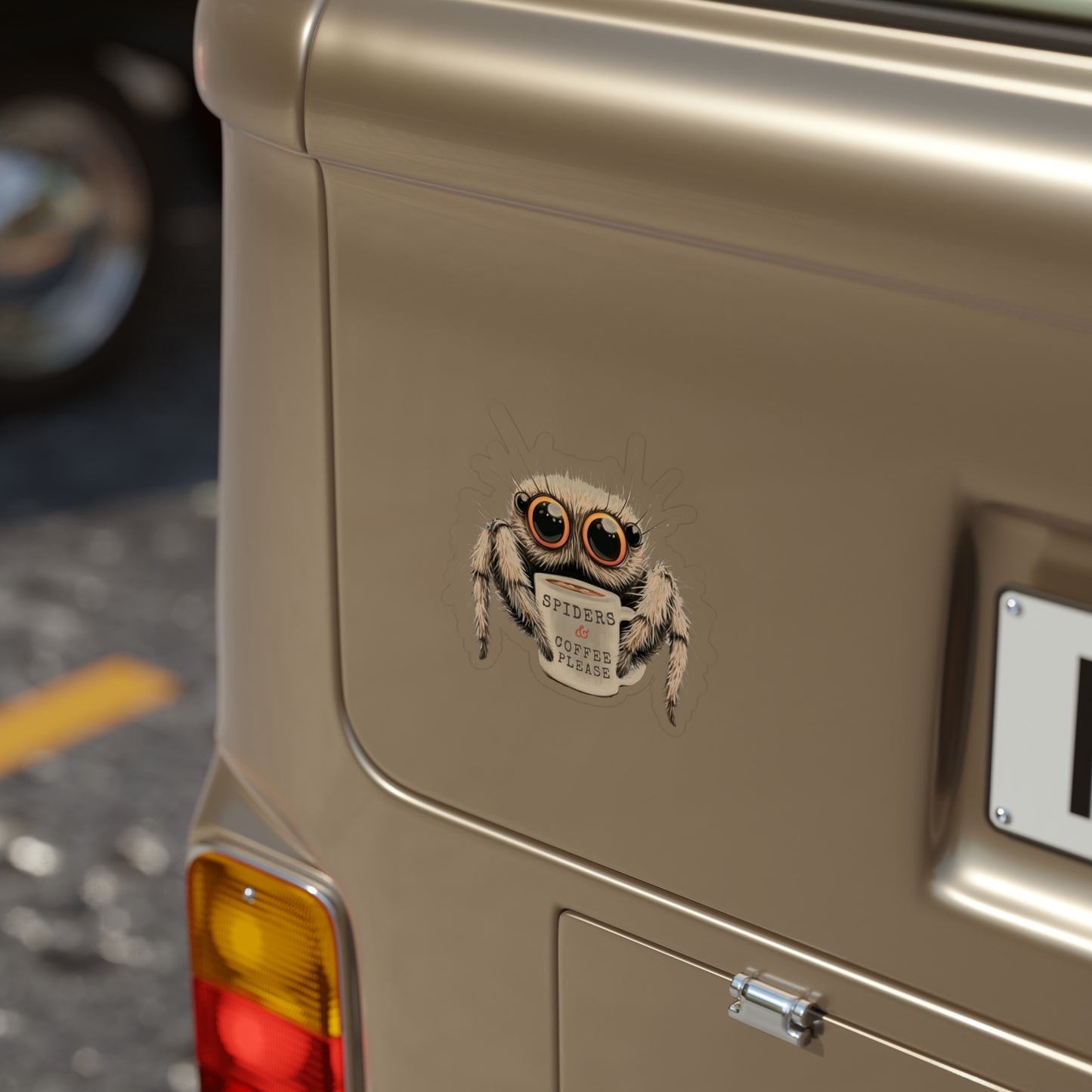 Coffee & Spiders Please - Fun Die-Cut Sticker
