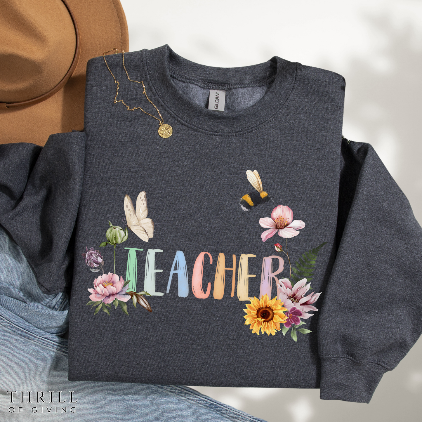 Wildflower Watercolor Teacher Sweatshirt