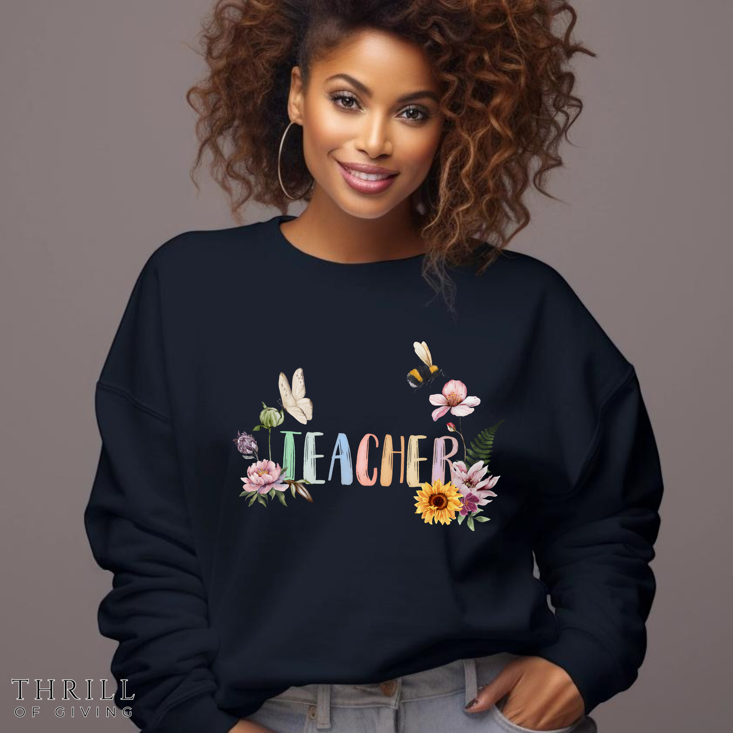 Wildflower Watercolor Teacher Sweatshirt