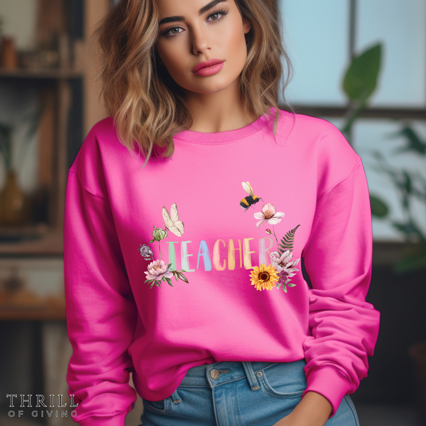 Wildflower Watercolor Teacher Sweatshirt