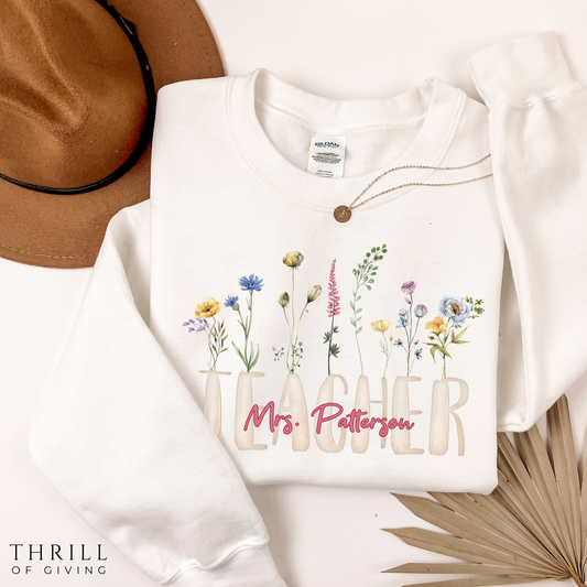 Watercolor Teacher Sweatshirt - Personalized