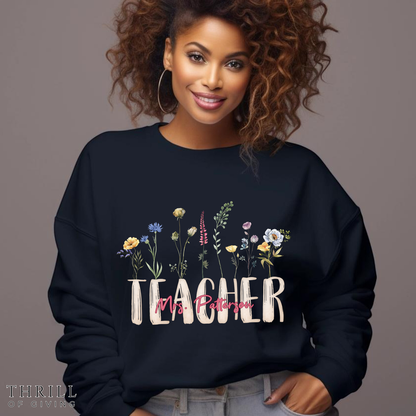 Watercolor Teacher Sweatshirt - Personalized