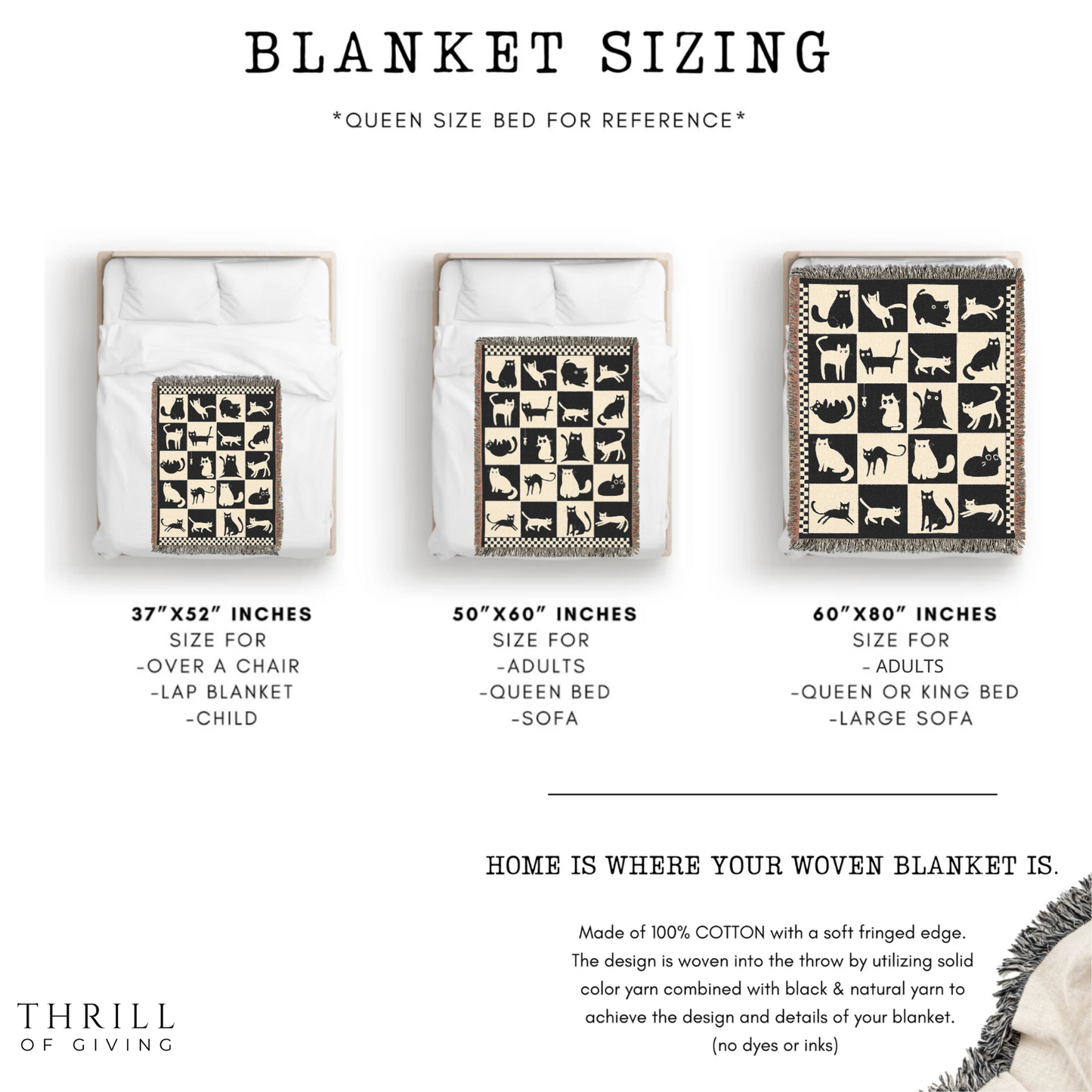 Woven Checkered Cat Blanket