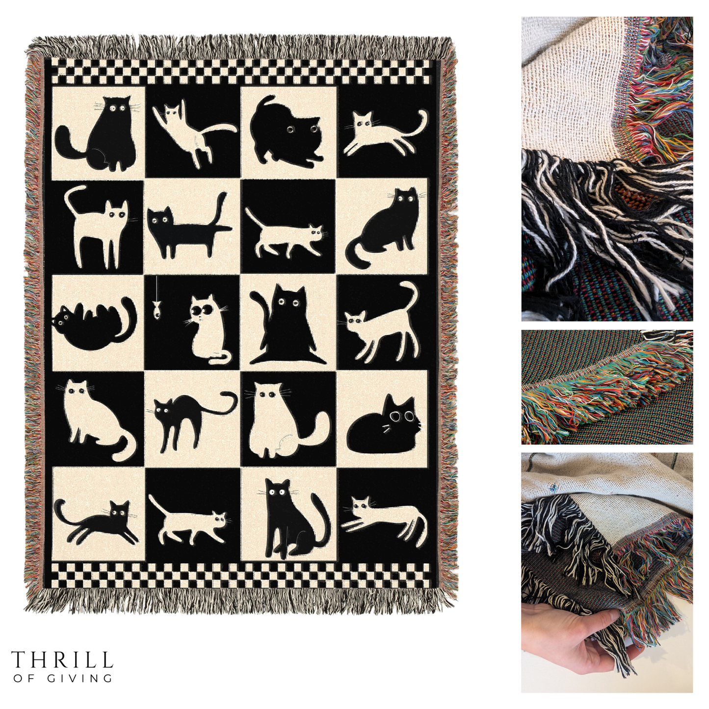Woven Checkered Cat Blanket