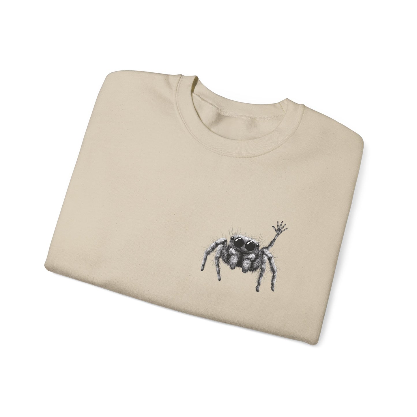 Jumping Spider Sweatshirt, Cute spider crewneck, Unique Bug Lover gift, Minimalistic spider pocket design, Gift for Jumping Spider lovers