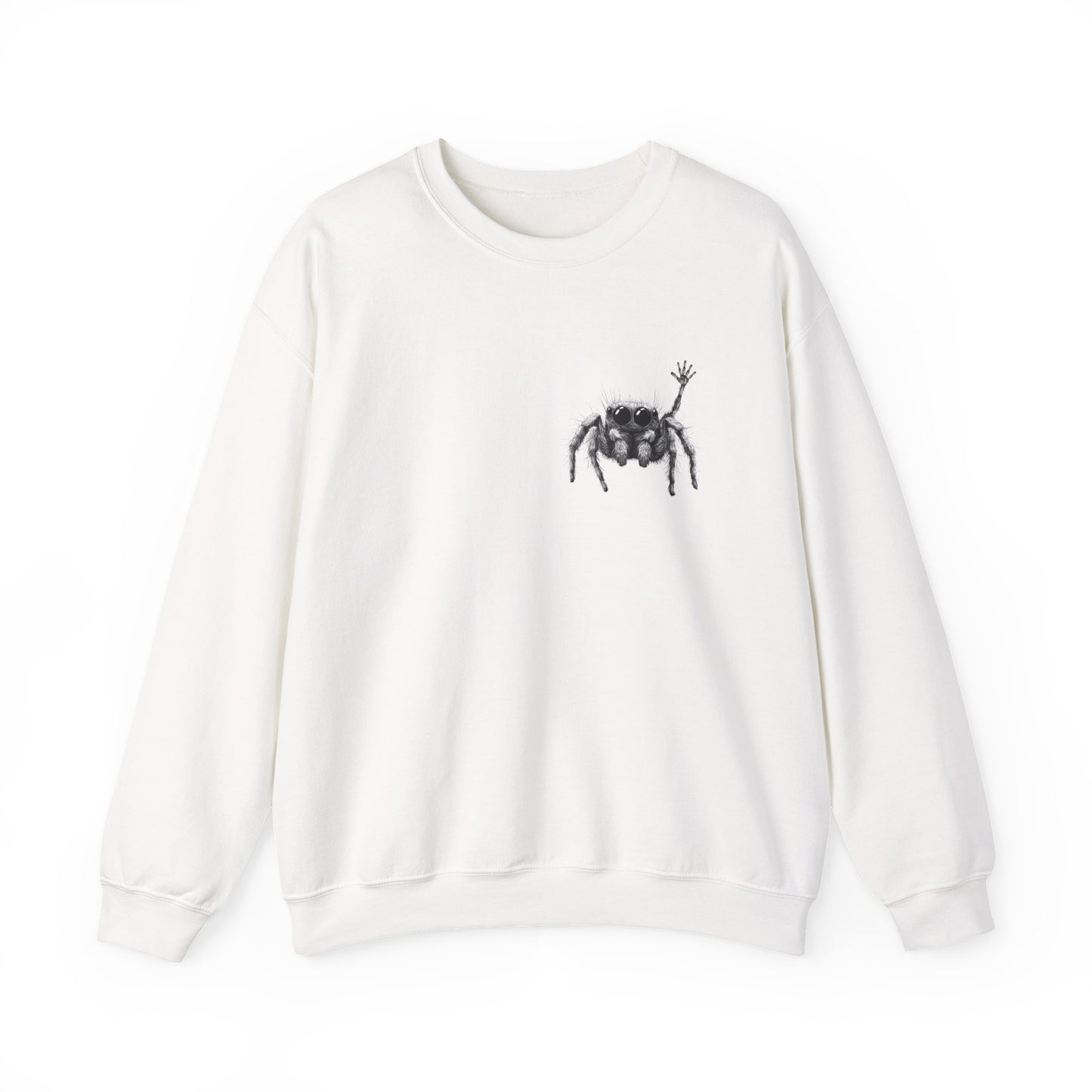 Jumping Spider Sweatshirt, Cute spider crewneck, Unique Bug Lover gift, Minimalistic spider pocket design, Gift for Jumping Spider lovers