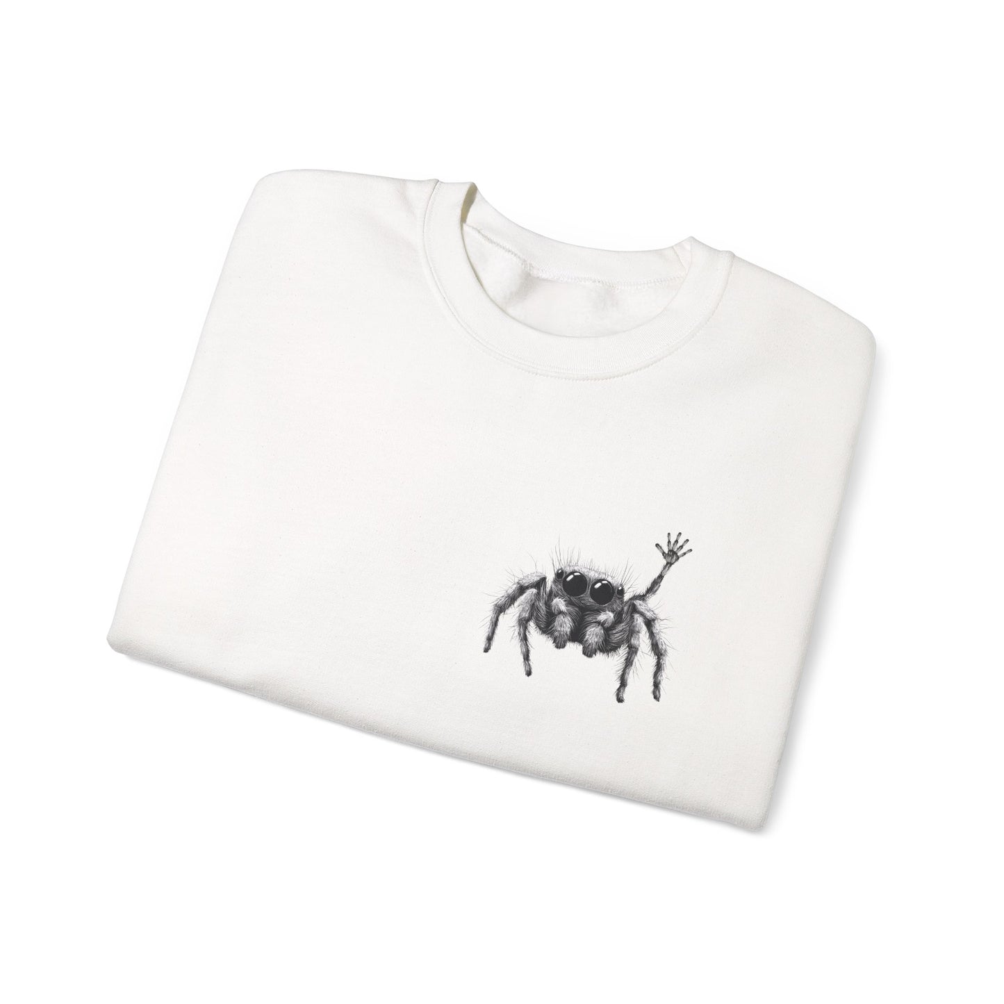 Jumping Spider Sweatshirt, Cute spider crewneck, Unique Bug Lover gift, Minimalistic spider pocket design, Gift for Jumping Spider lovers